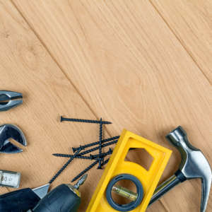 tools on a wooden background